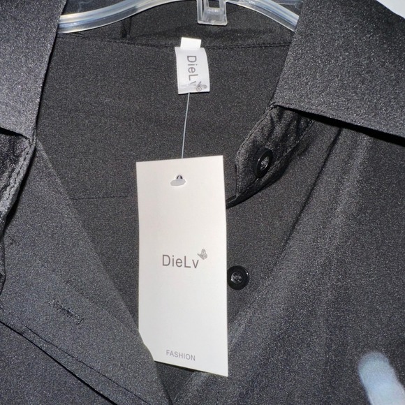 Black Woman's Dress Shirt Button Up Size Small 3/4 Sleeve Business Work Office - Picture 7 of 9